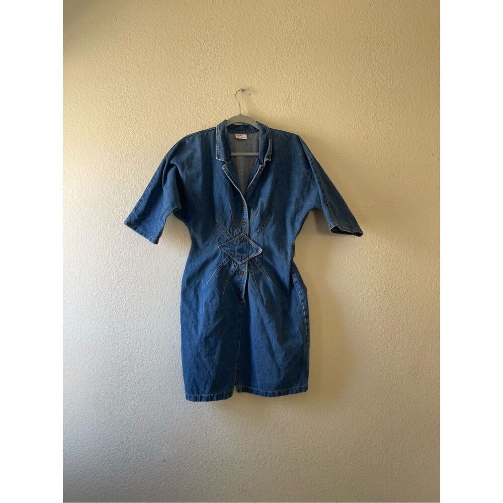 Vintage Avon denim mini shirt dress size medium